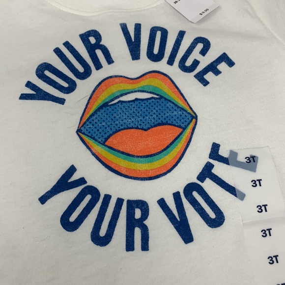 3T NWT Old Navy White Your Voice Your Vote Shirt unisex - Picture 2 of 11